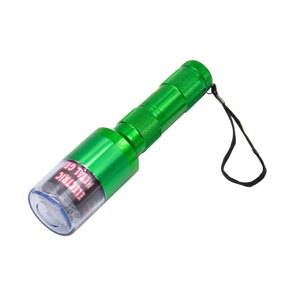 Flashlight Style Electric Herb Grinder, Portable Automatic Dry Herb Grinder Battery‑Powered Aluminum Grinder With Transparent PC Chamber