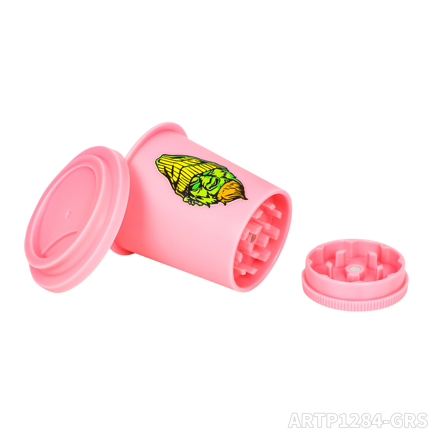 Coffee‑Cup Shaped 2 In 1 Plastic Herb Grinder, Novelty Portable Dry Herb Grinder With Magnetic Grinding Disc And Airtight Storage Lid